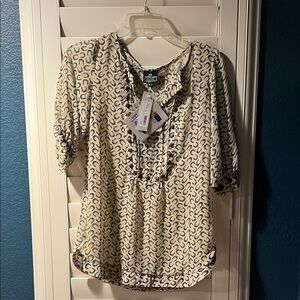 Angie Cream and Black Patterned Blouse